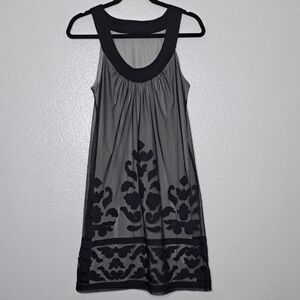 INC International Concepts Dress Women's Beige Black Lace Overlay M